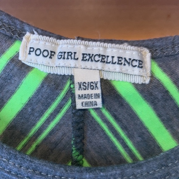 Poof Girl Excellence striped T-shirt green and grey. Girls size 6X - Picture 3 of 4